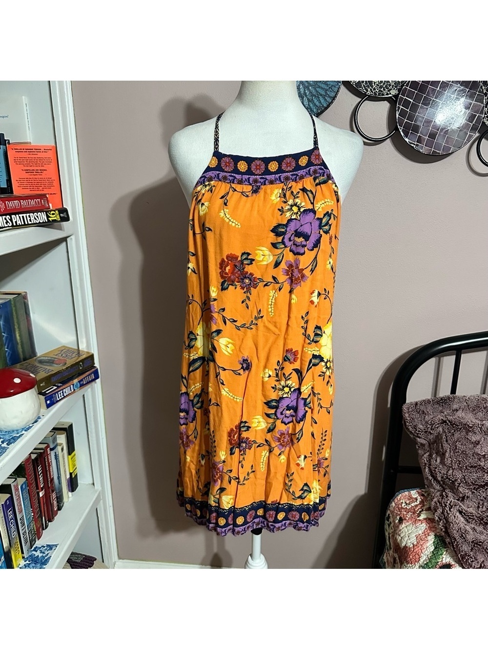 Anthropologies Ecote Gigi Mixed Print T-Back Frock Dress